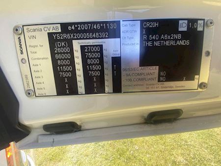 Scania R540 6x2 2950mm Hydr. Trækker